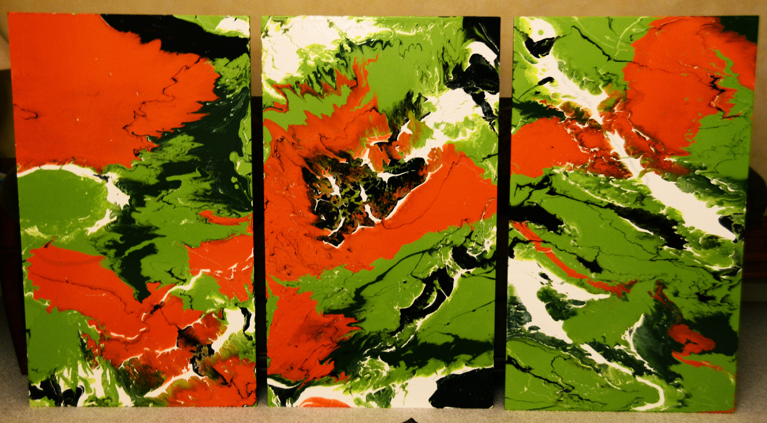 AS69, 'Nympha Veneris', Latex on wood panel, 3 panels 48" x 28" x 2", Sold