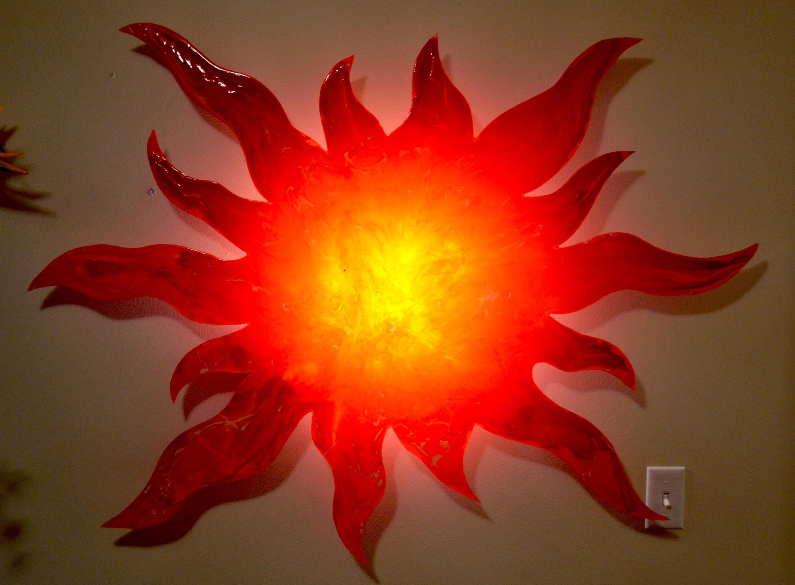 LA2, 'Heart of the Sun', Acrylic on plexiglass, (LED back-lit w/ remote dimmer-110VAC), 49" x 38" x 3" (approx), Artist's Collection