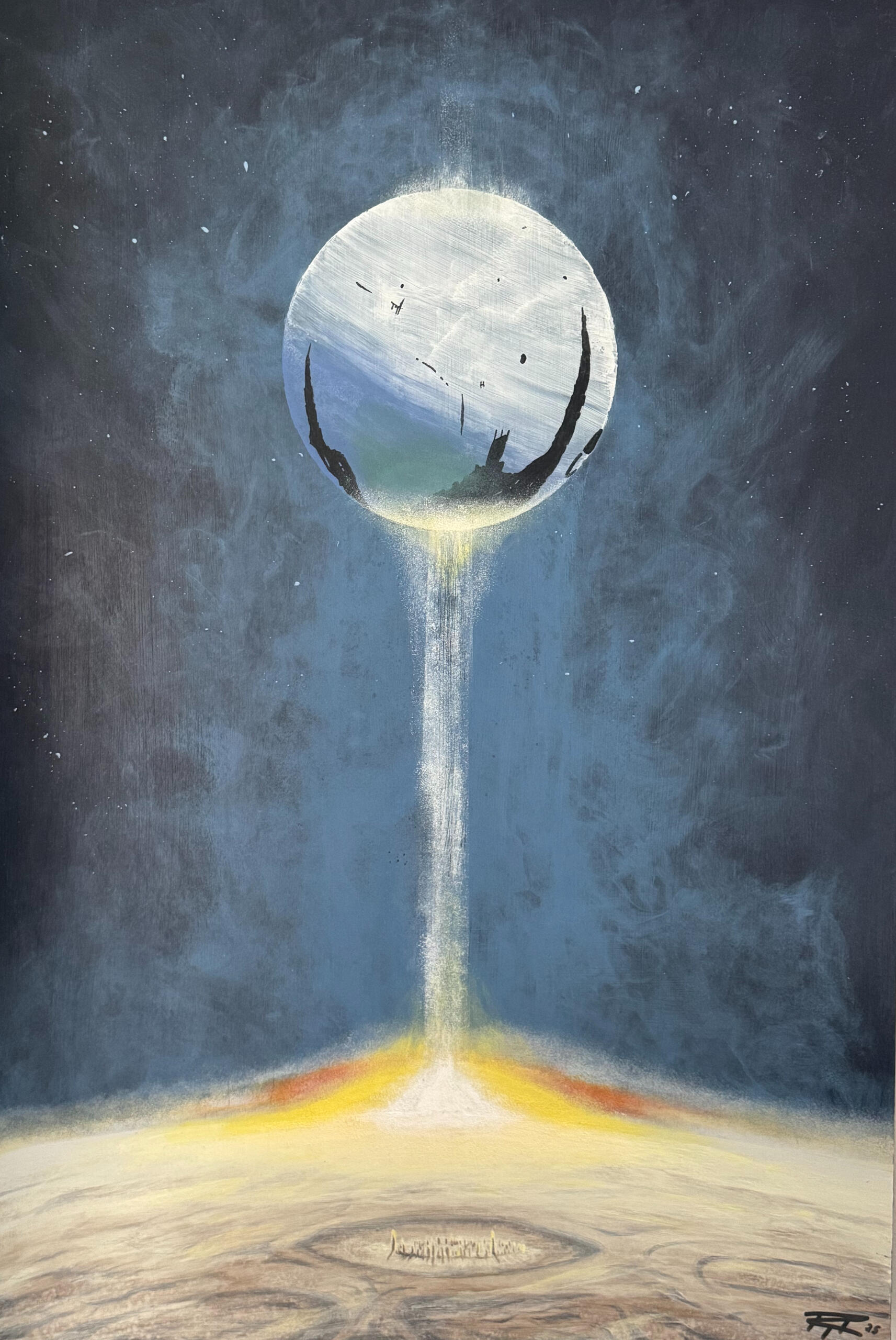 'Traveler Ascendant', $750, acrylic on panel, 24 x 36"